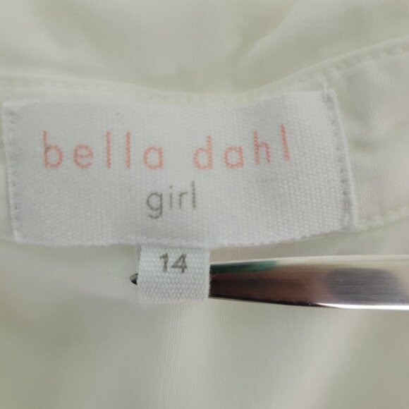 Bella Dahl Girl White Button-Down Blouse Top Girls Size 14 Fringed Hem - Picture 5 of 7
